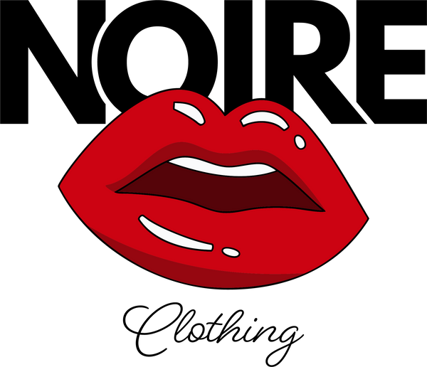 Noire Clothing logo featuring bold red lips and stylized lettering – representing Berlin’s house music and streetwear culture.